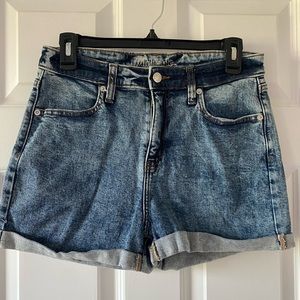 Acid wash high waisted shorts